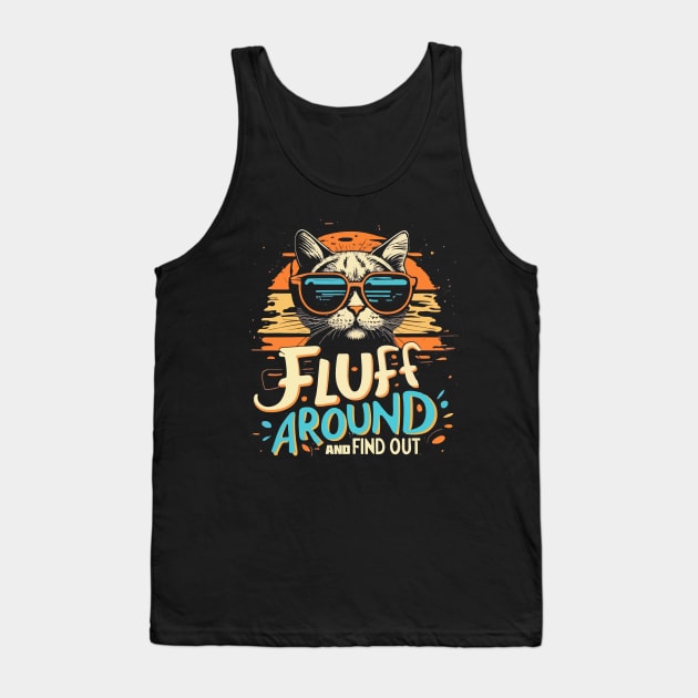 fluff around and find out Retro Cat Tank Top by Space Monkeys NFT